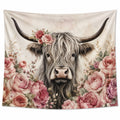Tenture Murale Décorative Vache Fleurie Beige