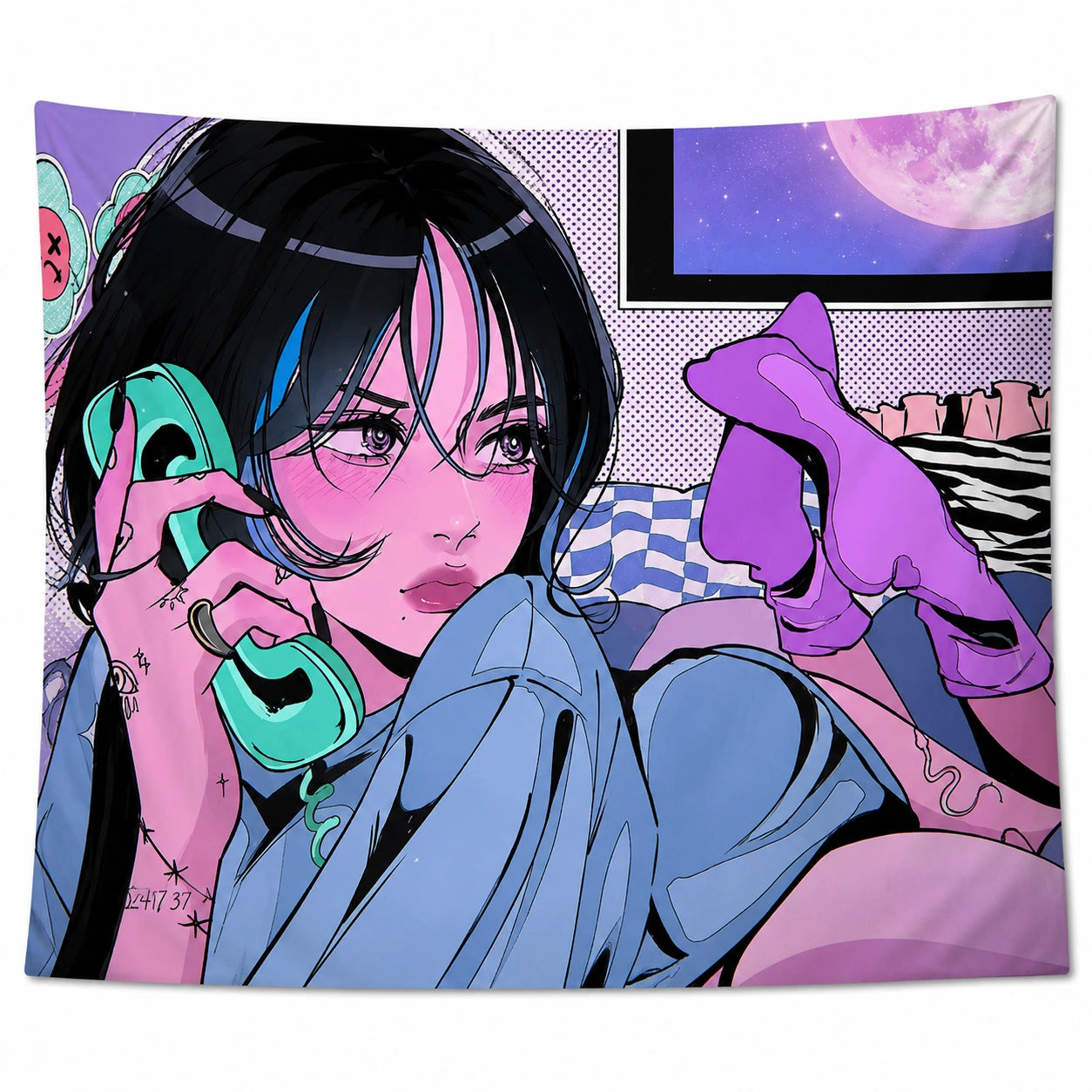 Tenture Murale Style Anime Vintage Multicolore