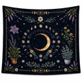 Tenture Murale Lunaire et Florale Boho 150x130 cm Noir