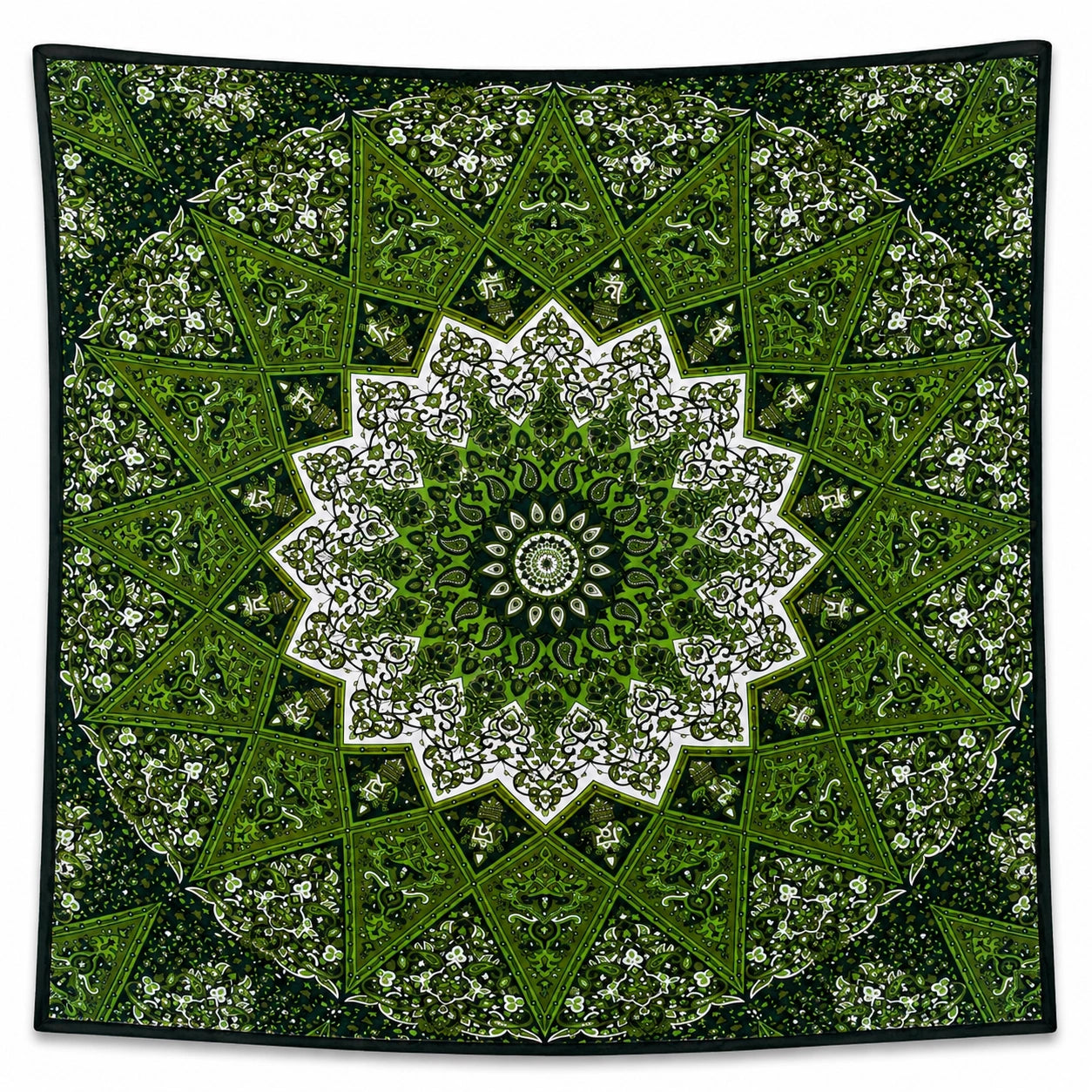 Tenture Murale Mandala Verde Bohème 200x200cm