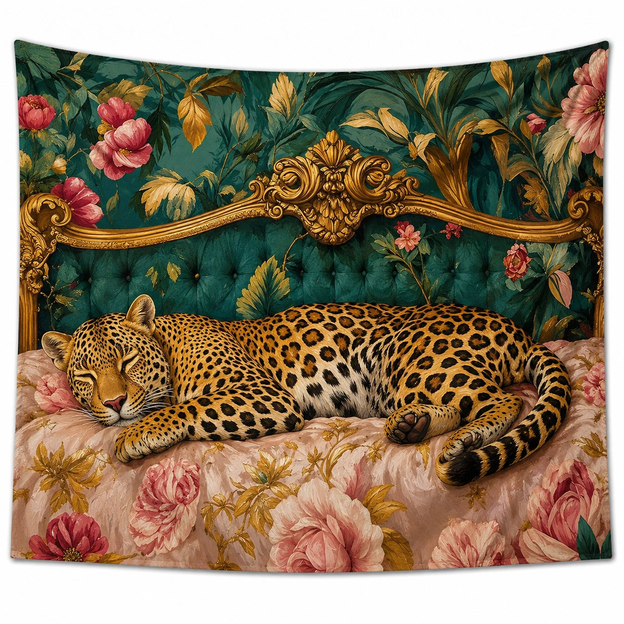 Tenture Murale Léopard Floral avec Motifs Colorés 200x150 cm