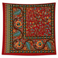 Tenture Murale Florale Rouge 100x100 cm