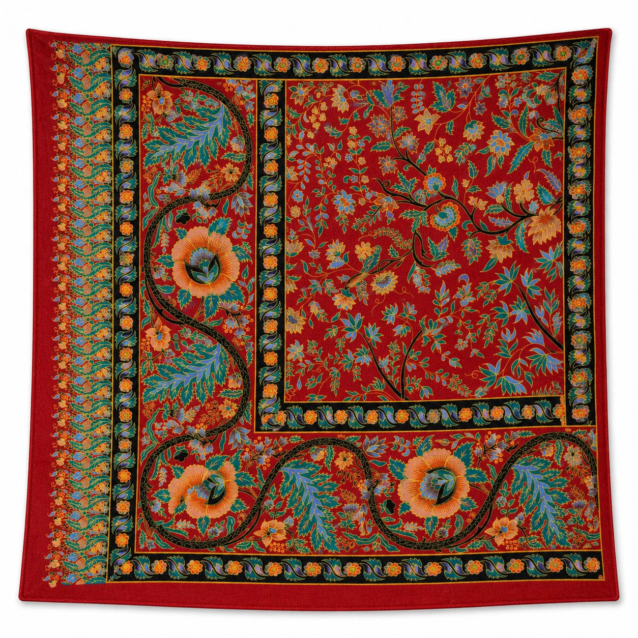 Tenture Murale Florale Rouge 100x100 cm