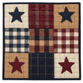 Tapis mural patchwork étoilé en rouge, bleu et beige