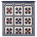 Tenture Murale Patchwork Traditionnelle 140x140cm Bleu et Rouge