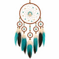 Attrape-rêves avec plumes turquoises et perles