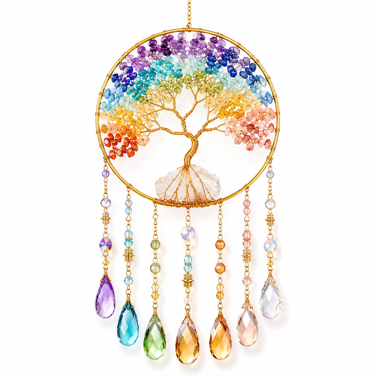 Attrape-rêves Arbre de Vie en Cristaux Multicolores