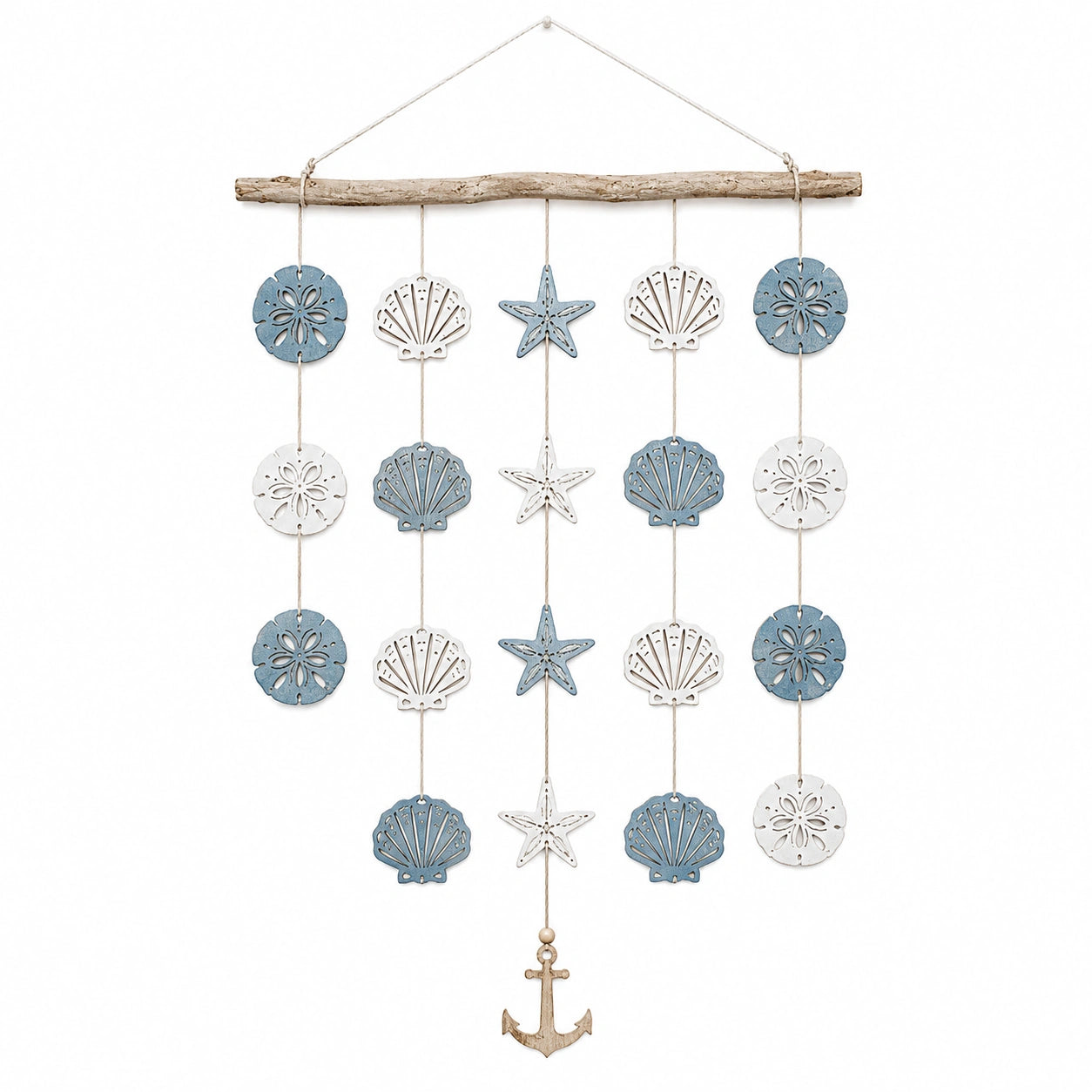 Suspension murale de style nautique avec motifs marins bleu et blanc