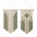 Décoration Murale Macramé Bohème Vert et Crème