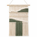 Tenture Murale en Macramé Tissée à la Main Beige et Vert