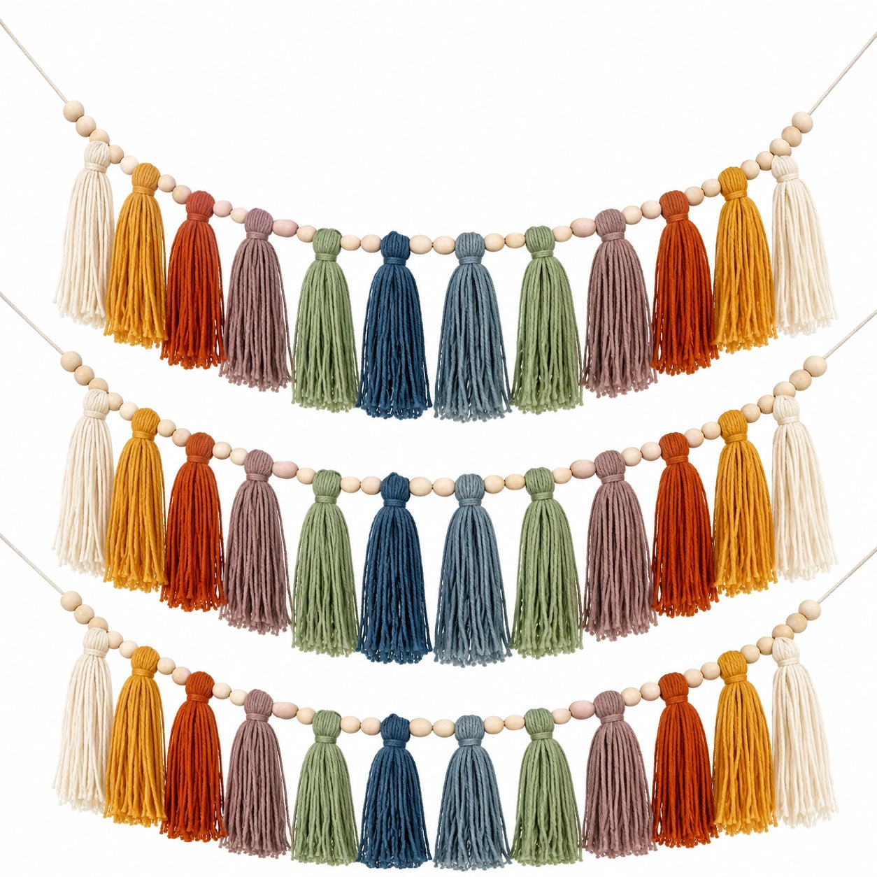 Guirlande de Pompons en Coton Multicolore pour Décoration Murale