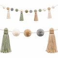 Guirlande décorative avec pompons et glands en couleurs naturelles
