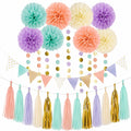 Ensemble de décorations de fête suspendues en papier pastel et doré