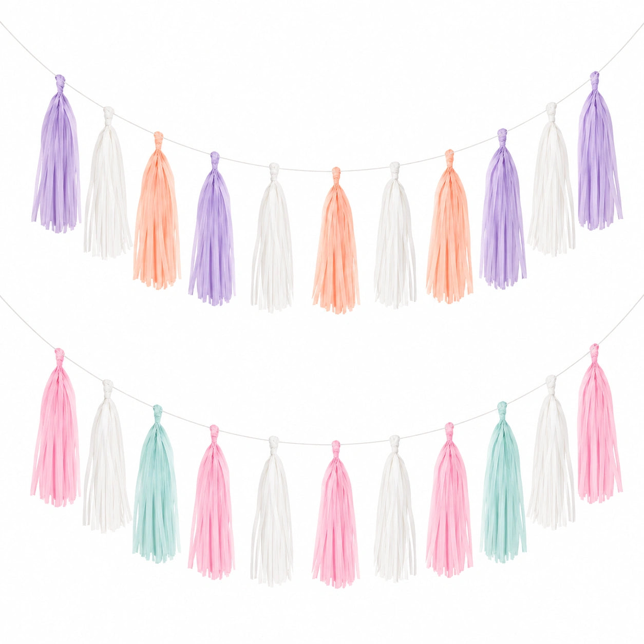 Guirlande de Pompons Multicolore pour Fêtes (Violet, Orange, Blanc, Rose, Bleu Clair)