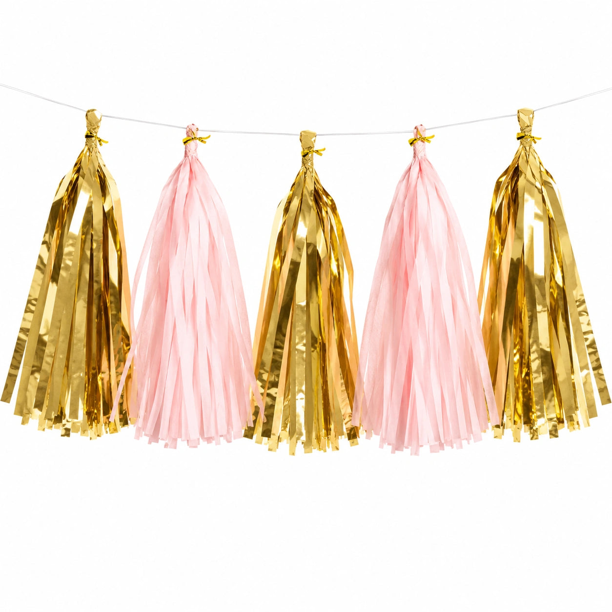 Guirlande de Pompons Décorative Or et Rose pour Fêtes