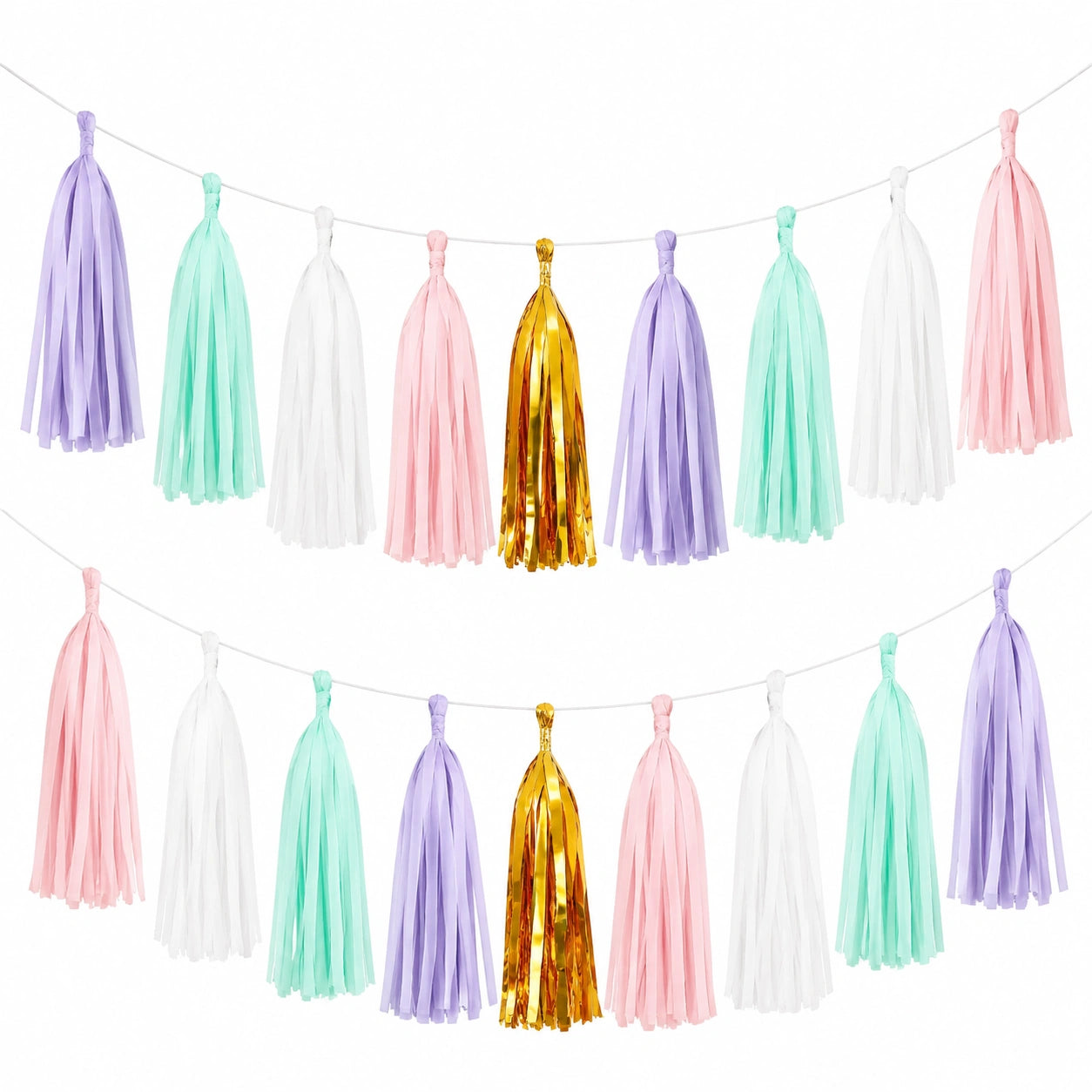 Guirlande de Pompons Multicolores avec Accents Dorés