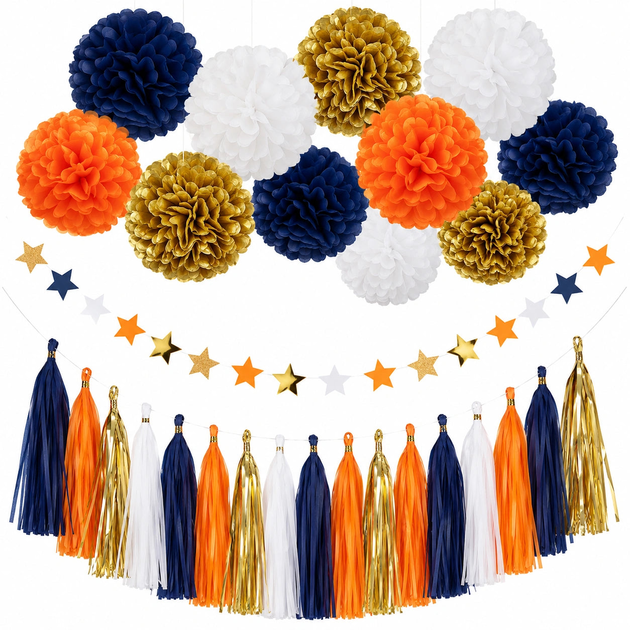 Ensemble Décorations de Fête avec Pompons et Guirlandes Multicolores