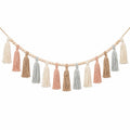 Guirlande Bohème avec Pompons en Bois et Coton Multicolore