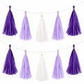 Guirlande de Pompons en Papier Violet et Blanc pour Décoration de Fête