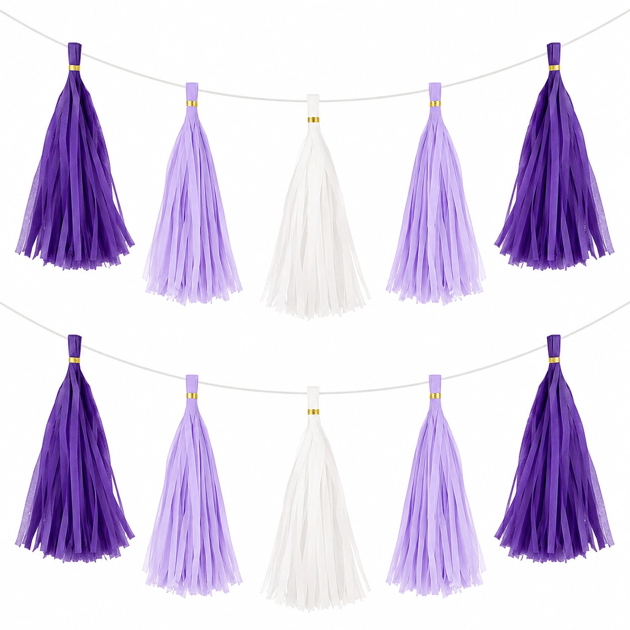 Guirlande de Pompons en Papier Violet et Blanc pour Décoration de Fête