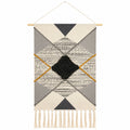 Tenture Murale Tissée Géométrique Beige/Noir/Gris 40x60 cm